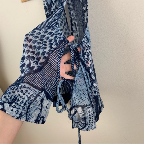 Free People Blue Elephant Gauze Sleeveless Tank top - Picture 6 of 10